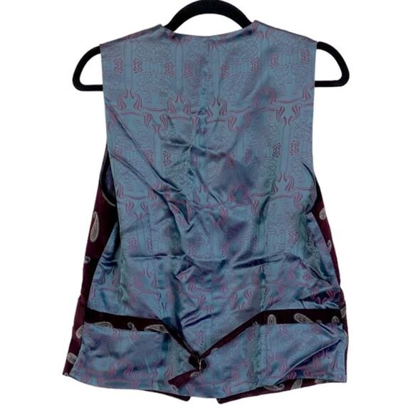 Ted Baker London Burgundy Paisley Print Velvet Vest Ted Sz 1 US Sz 4 - Picture 3 of 10